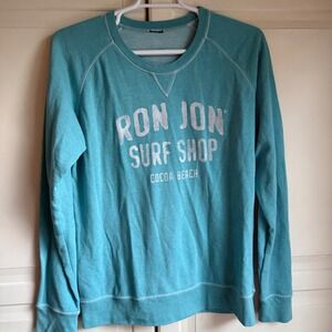 Ron Jon Surf Shop Cocoa Beach Sweatshirt Pullover‎ Graphic Top Blue Medium Large